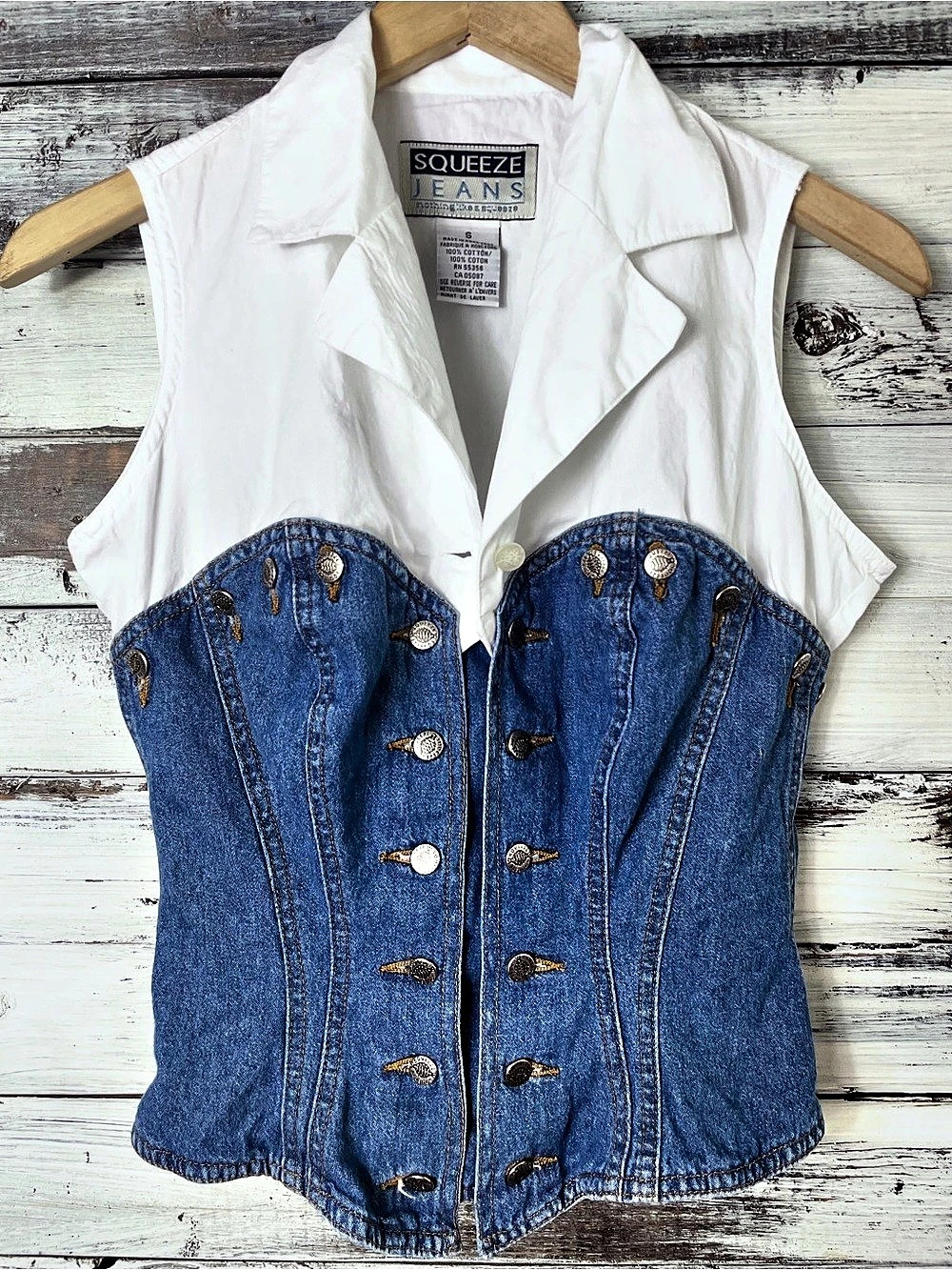Squeeze Jeans Denim & White Corset Vest